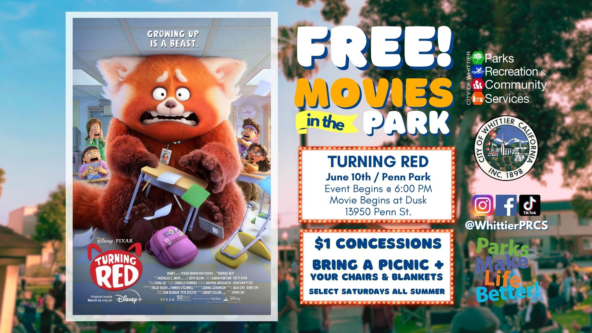 Movies in the Park - Turning Red at Penn Park