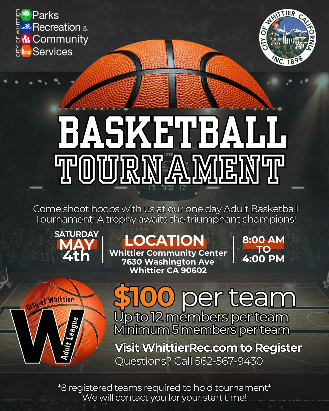 Adult  Basketball Tournament Flyer 2024