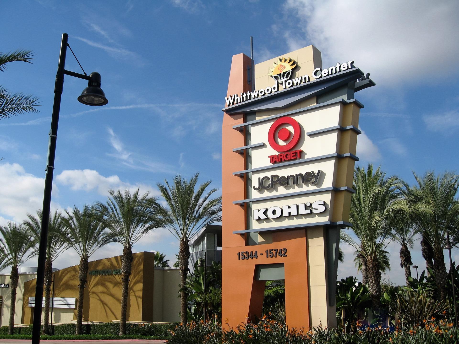 Whittwood Shopping Center Sign with Logos